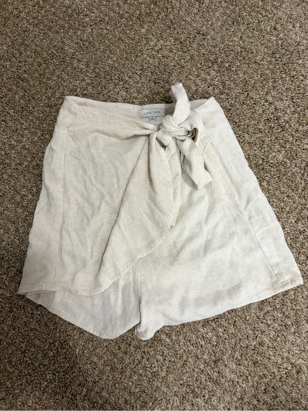Love Tree Cream Tie-Front Wrap Skort Shorts